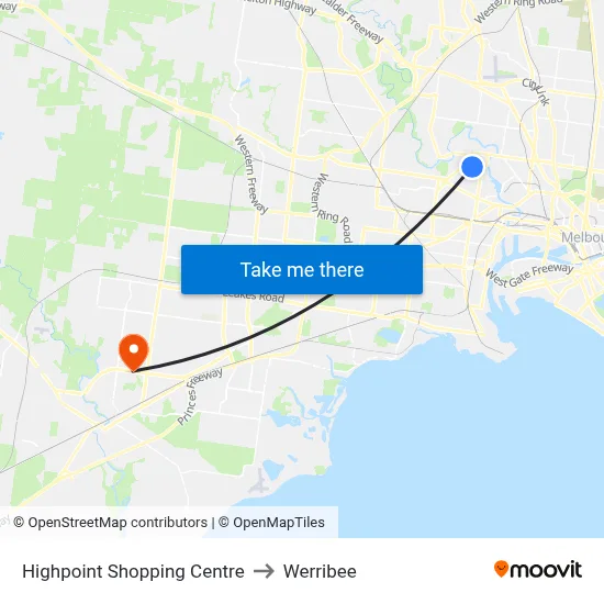 Highpoint Shopping Centre to Werribee map