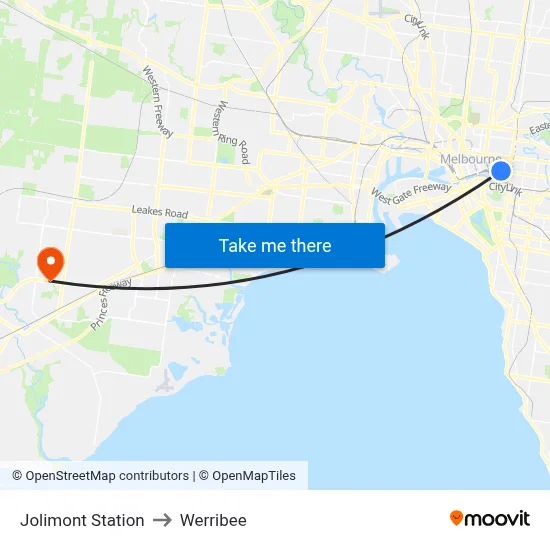 Jolimont Station to Werribee map