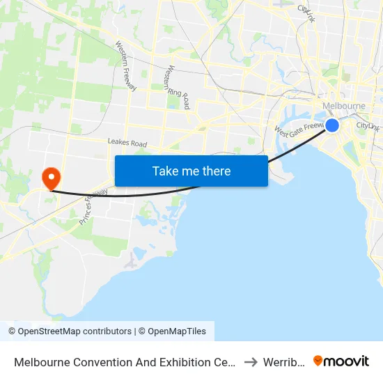 Melbourne Convention And Exhibition Centre to Werribee map