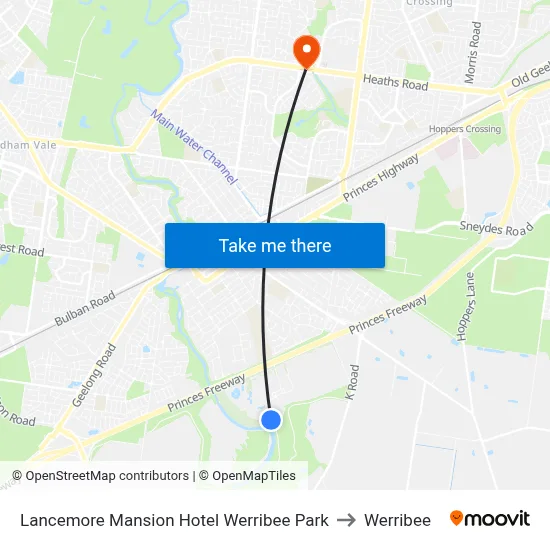 Lancemore Mansion Hotel Werribee Park to Werribee map