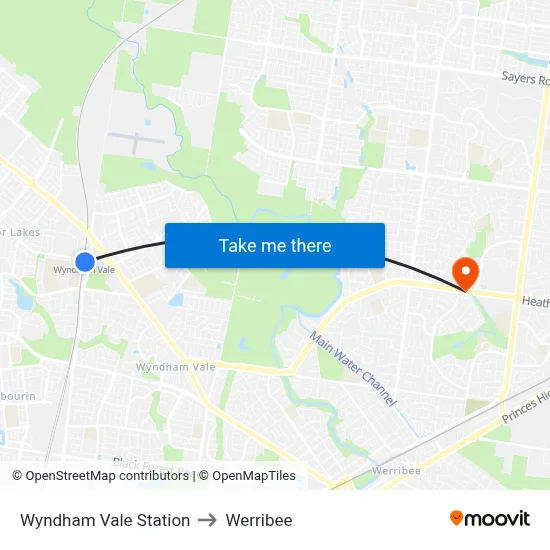 Wyndham Vale Station to Werribee map