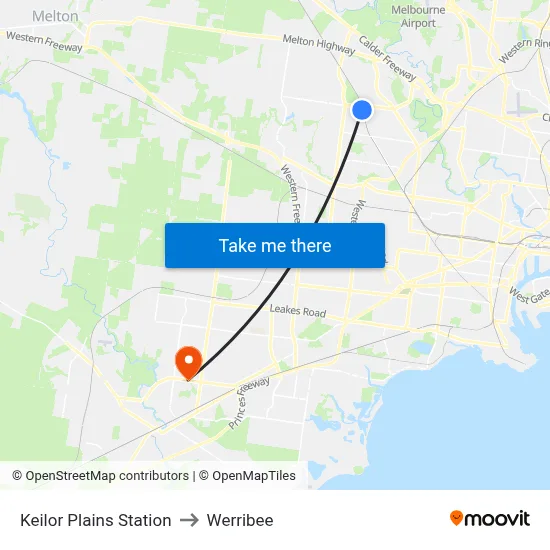 Keilor Plains Station to Werribee map