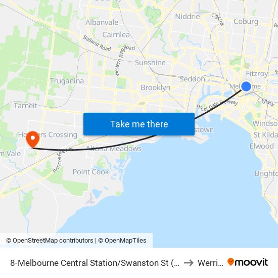 8-Melbourne Central Station/Swanston St (Melbourne City) to Werribee map