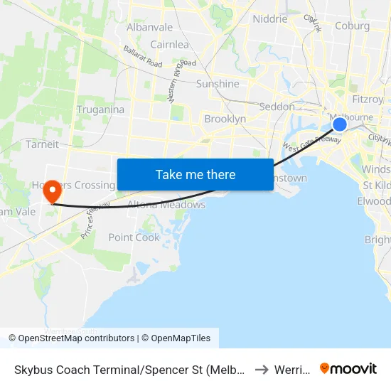 Skybus Coach Terminal/Spencer St to Werribee map