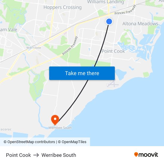 Point Cook to Werribee South map