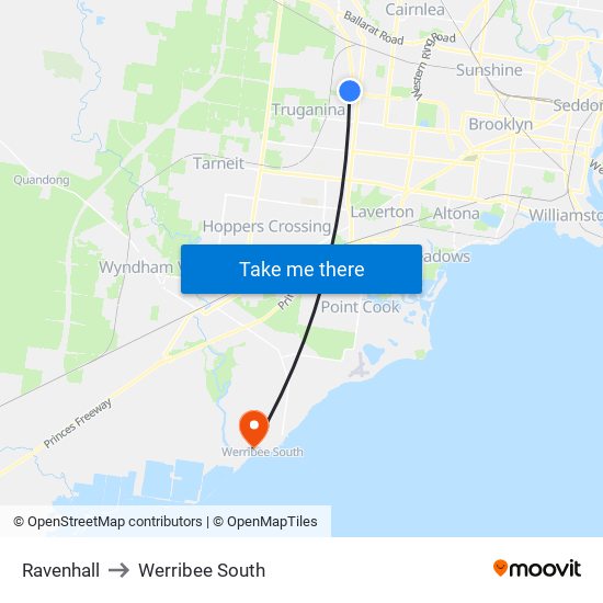 Ravenhall to Werribee South map