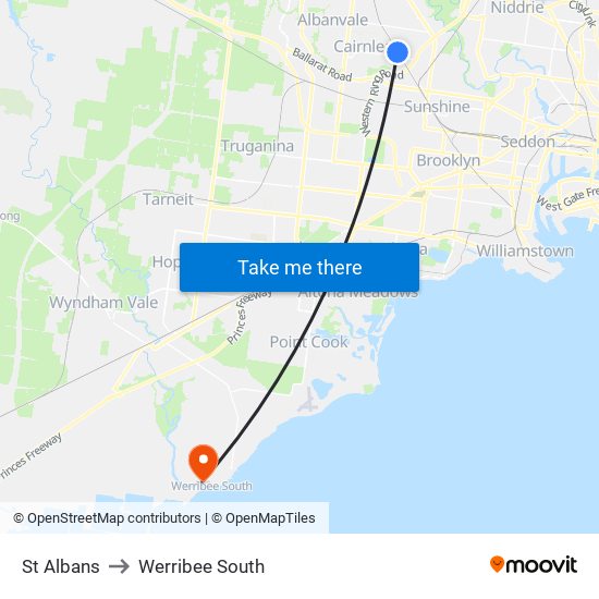 St Albans to Werribee South map