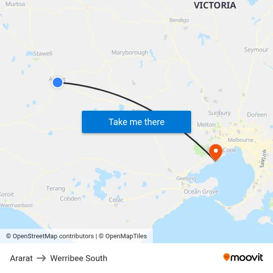 Ararat to Werribee South map