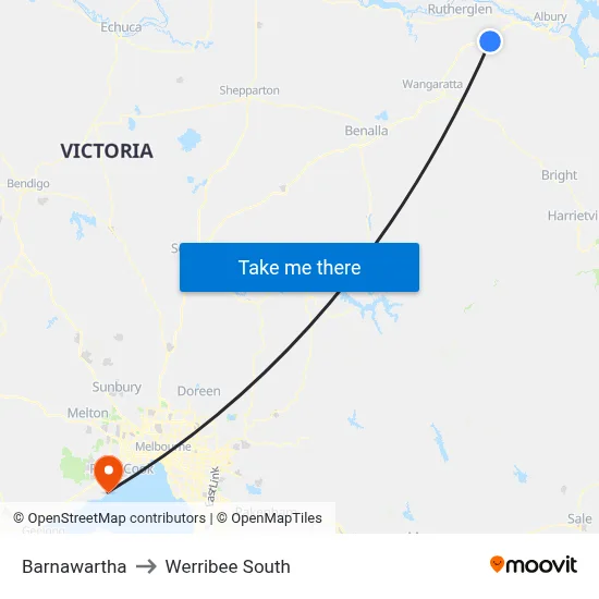 Barnawartha to Werribee South map