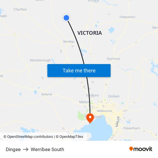 Dingee to Werribee South map