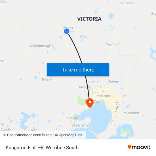 Kangaroo Flat to Werribee South map