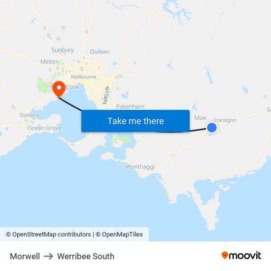 Morwell to Werribee South map