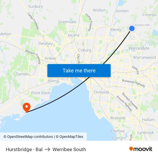 Hurstbridge - Bal to Werribee South map