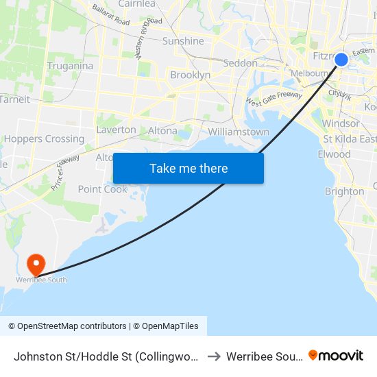 Johnston St/Hoddle St (Collingwood) to Werribee South map
