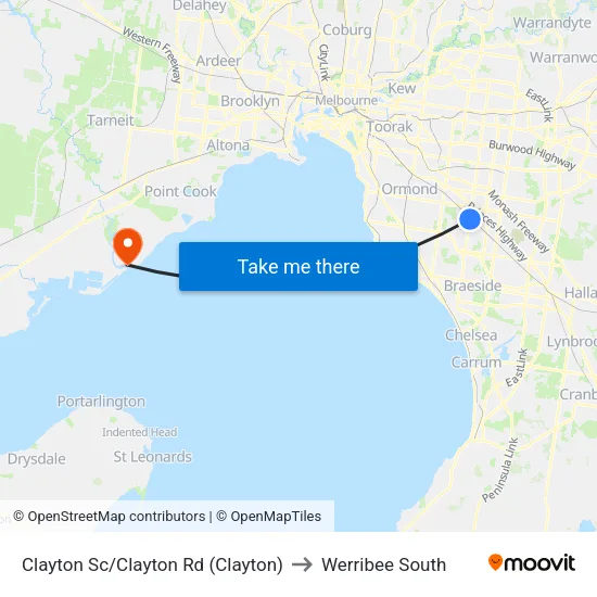Clayton Sc/Clayton Rd to Werribee South map