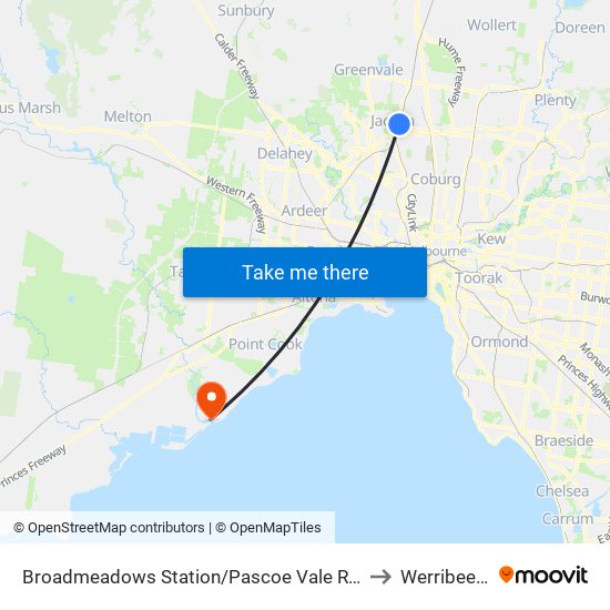 Broadmeadows Station/Pascoe Vale Rd (Broadmeadows) to Werribee South map