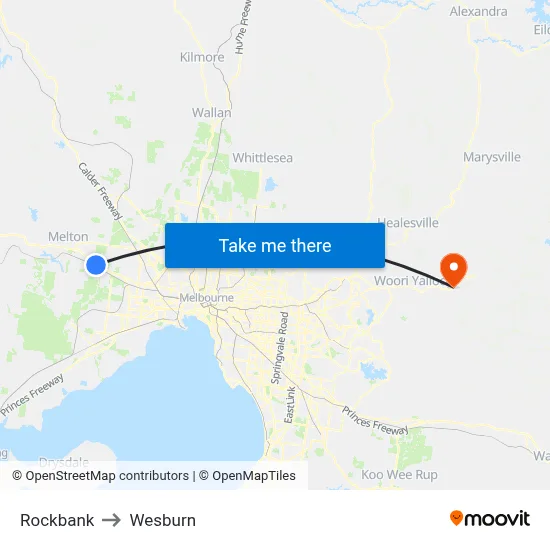 Rockbank to Wesburn map