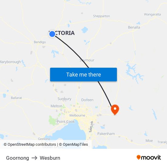 Goornong to Wesburn map