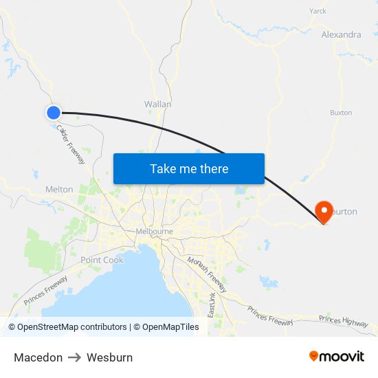 Macedon to Wesburn map