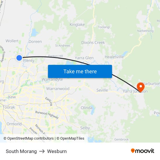 South Morang to Wesburn map