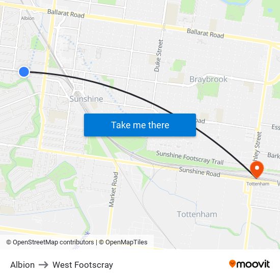Albion to West Footscray map