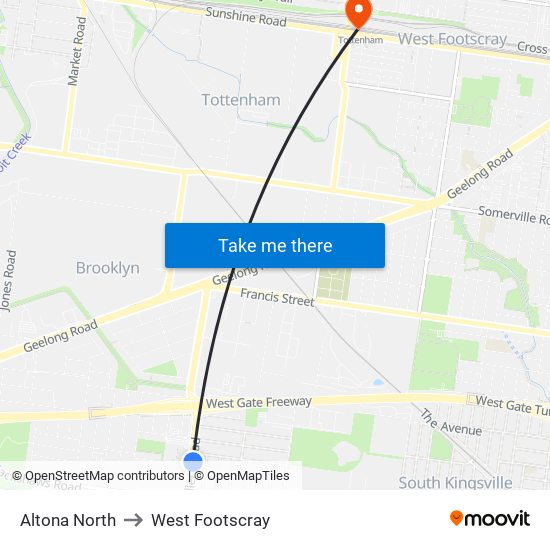 Altona North to West Footscray map
