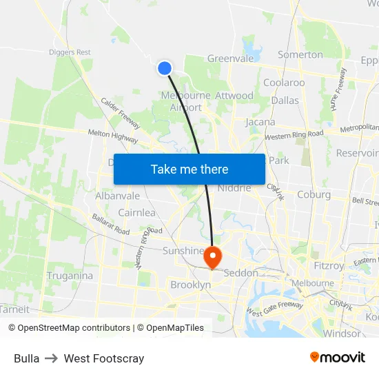Bulla to West Footscray map