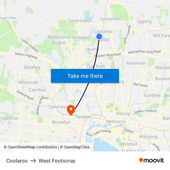 Coolaroo to West Footscray map