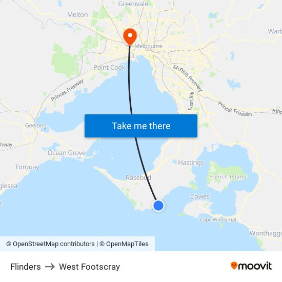 Flinders to West Footscray map