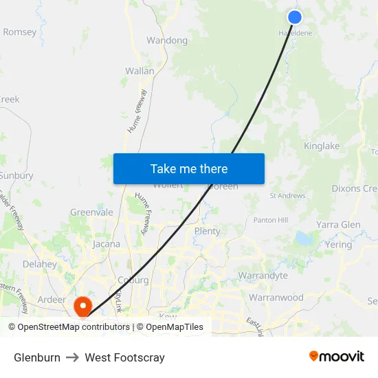 Glenburn to West Footscray map