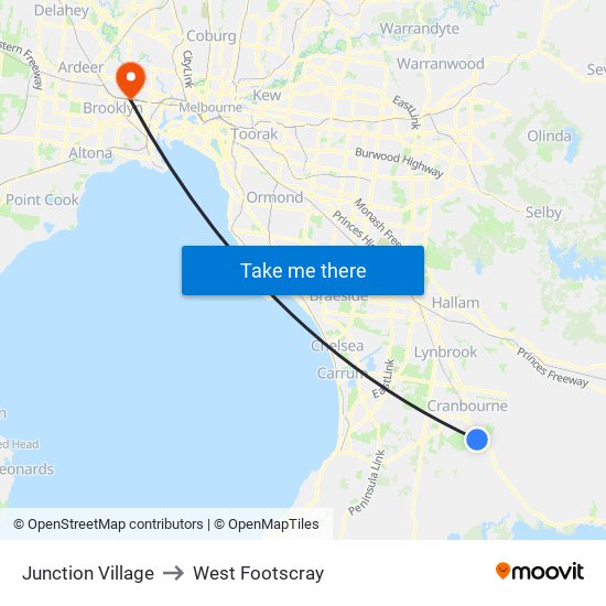 Junction Village to West Footscray map