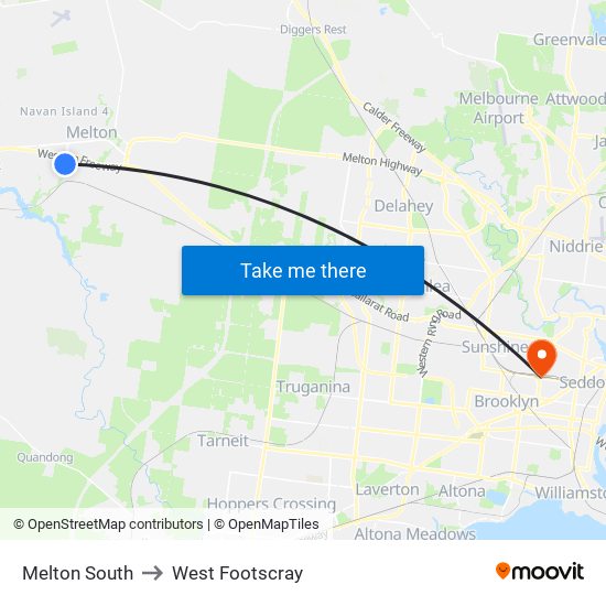 Melton South to West Footscray map