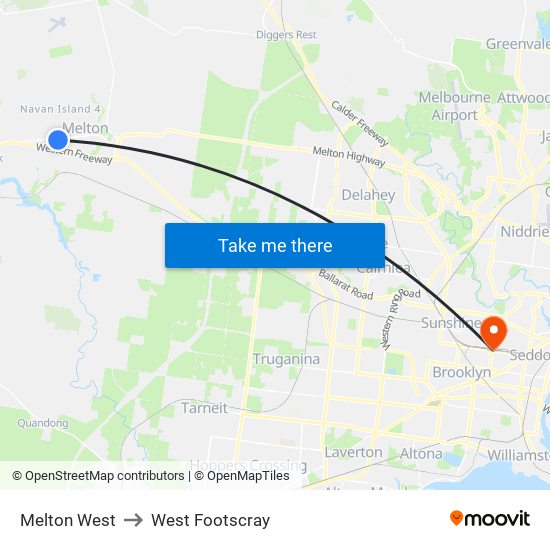 Melton West to West Footscray map