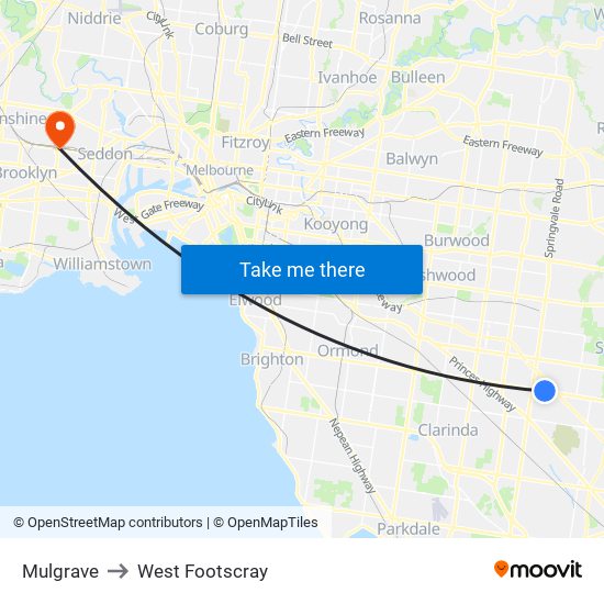 Mulgrave to West Footscray map
