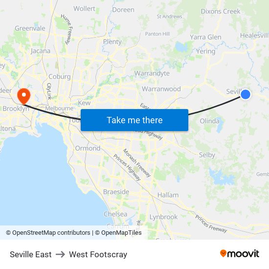 Seville East to West Footscray map