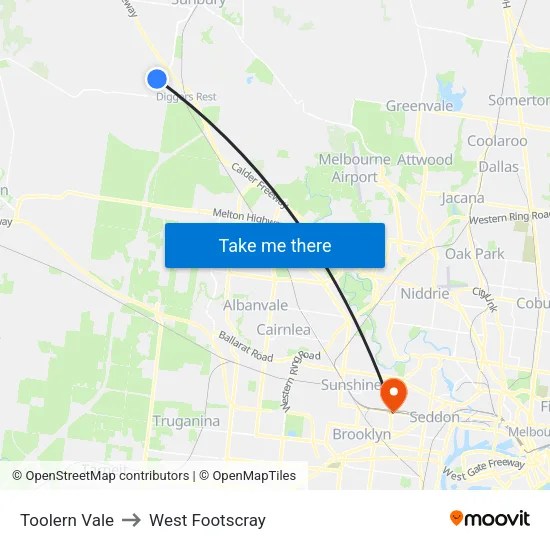 Toolern Vale to West Footscray map