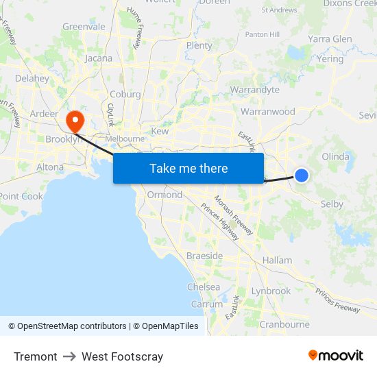 Tremont to West Footscray map