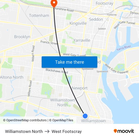 Williamstown North to West Footscray map