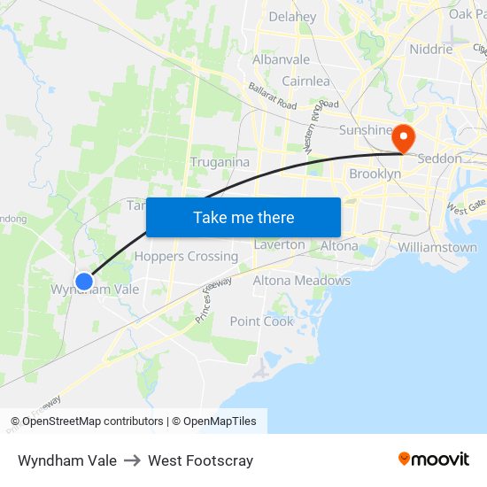 Wyndham Vale to West Footscray map