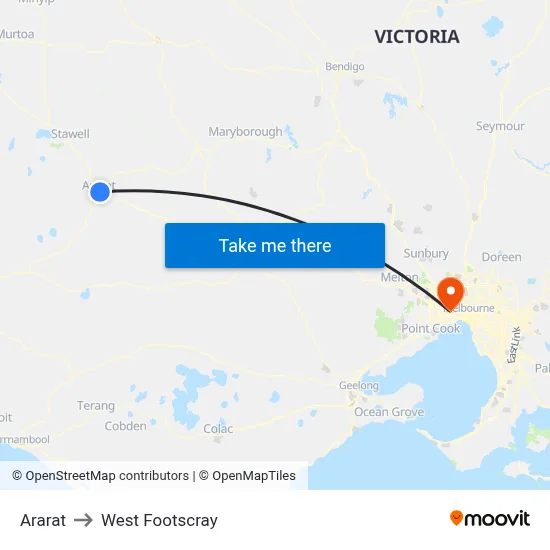 Ararat to West Footscray map
