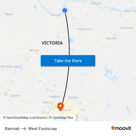 Barmah to West Footscray map