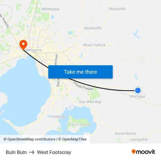 Buln Buln to West Footscray map