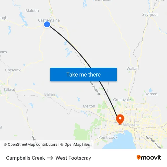 Campbells Creek to West Footscray map