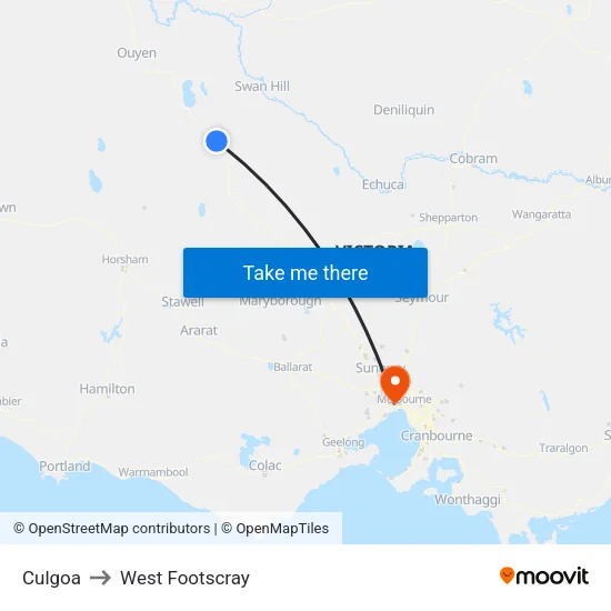 Culgoa to West Footscray map