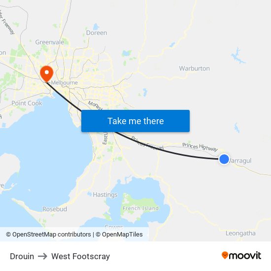 Drouin to West Footscray map