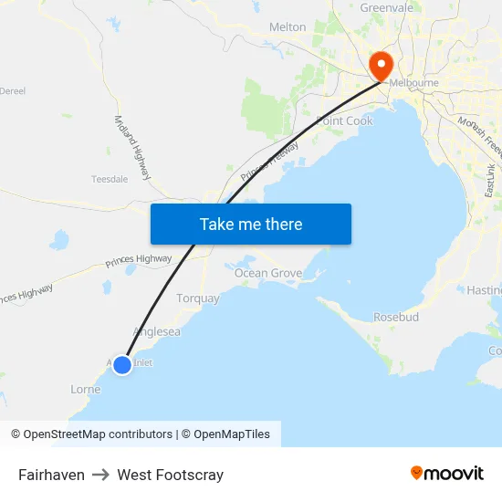 Fairhaven to West Footscray map