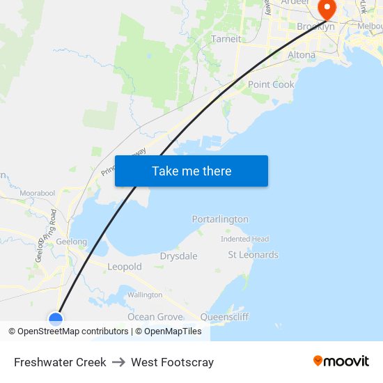 Freshwater Creek to West Footscray map