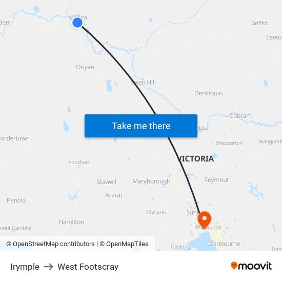 Irymple to West Footscray map