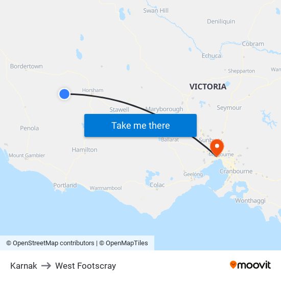 Karnak to West Footscray map