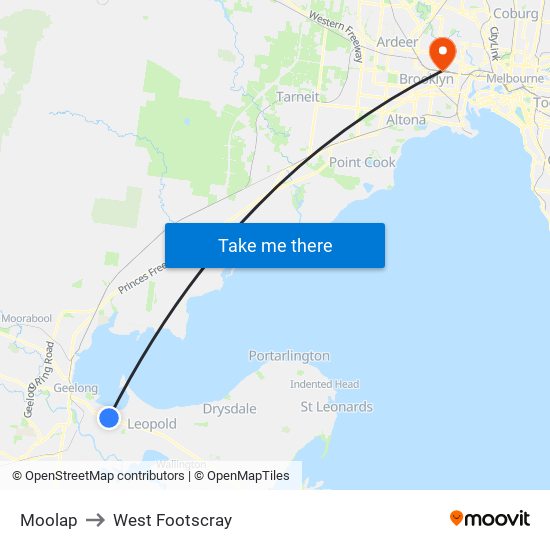 Moolap to West Footscray map